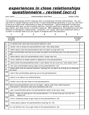 Ecr R Questionnaire PDF  Form