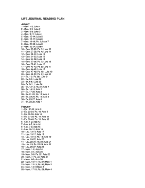 Life Journal Reading Plan  Form