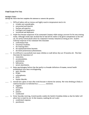 Final Exam Template Word  Form