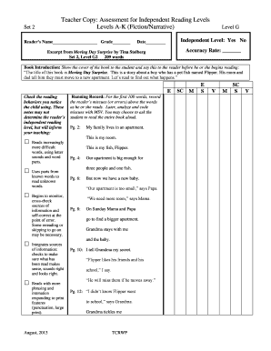 Moving Day Surprise Running Record  Form