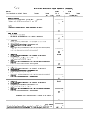 Avid Ebinder Template  Form