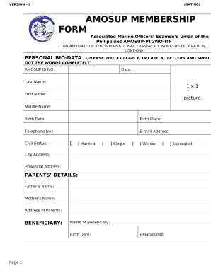 Amosup ID Application Form