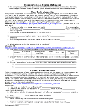 Biogeochemical Cycles Webquest Answer Key PDF  Form