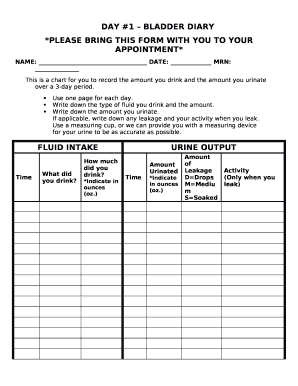 Printable Bladder Diary Template  Form