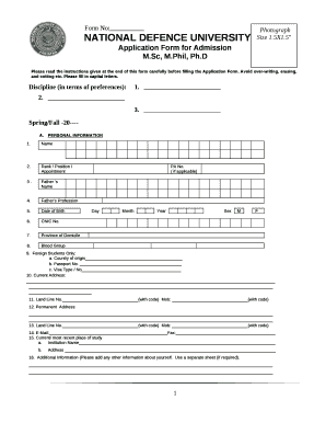 Ndu Application Form
