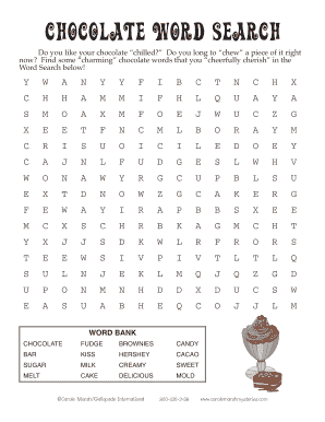 Chocolate Word Search Form - Fill Out and Sign Printable PDF Template ...