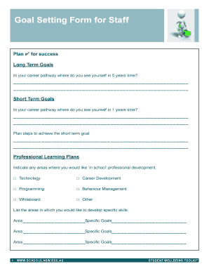 Goal Setting Form for Staff