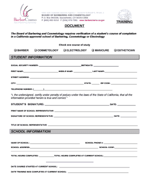 Proof of Training Document  Form