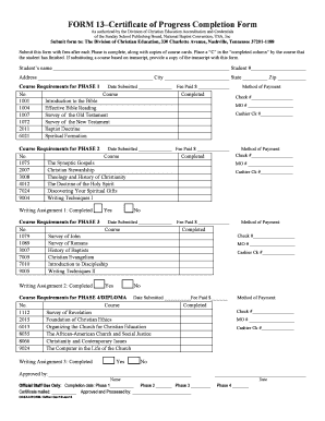 Certificate of Progress  Form