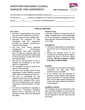 Marquee Hire Contract Template  Form