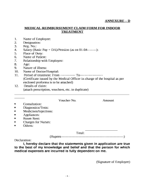 Medical Reimbursement Form in Word Format