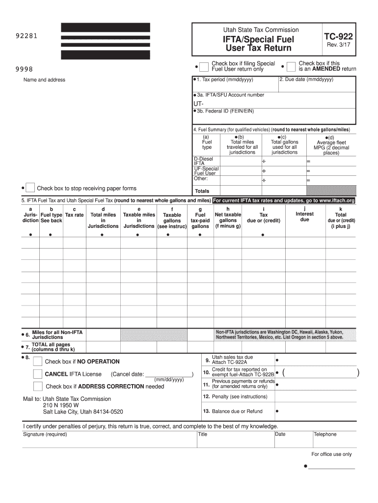  Utah Ifta Form 2017-2024