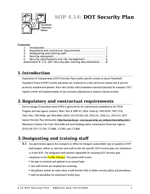 Dot Security Plan Example  Form