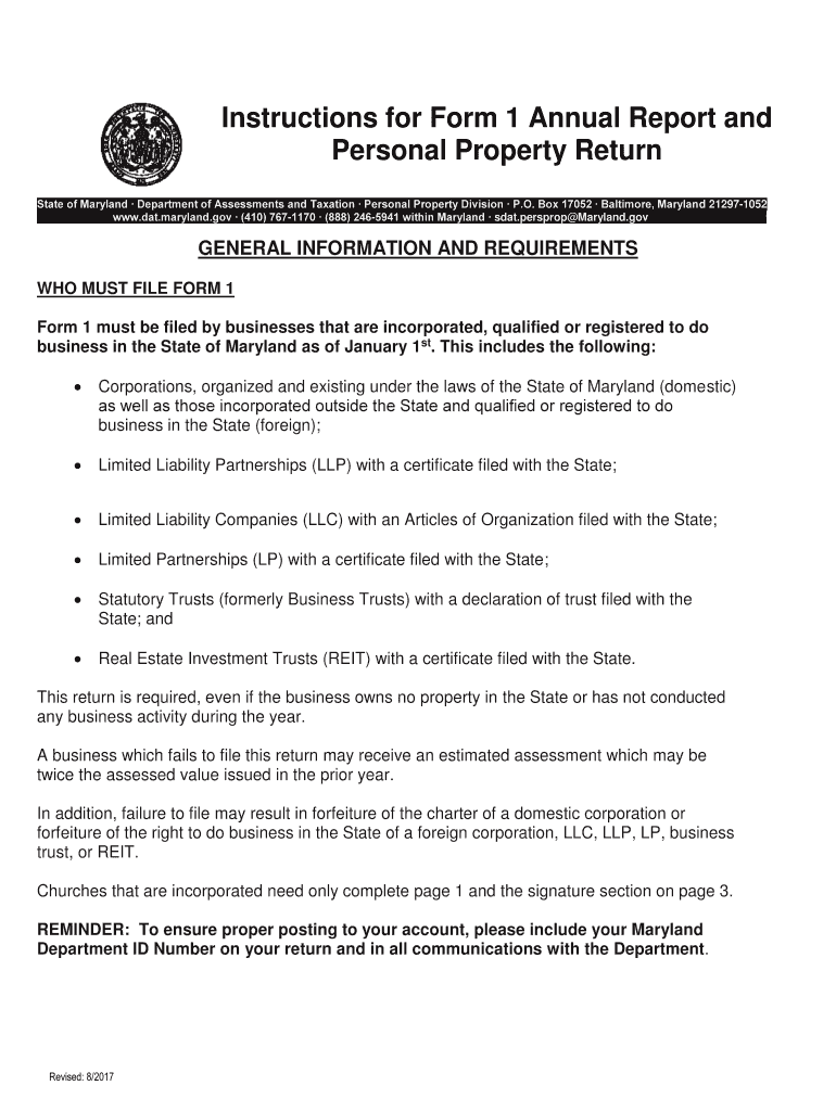  Md Personal Property  Form 2017