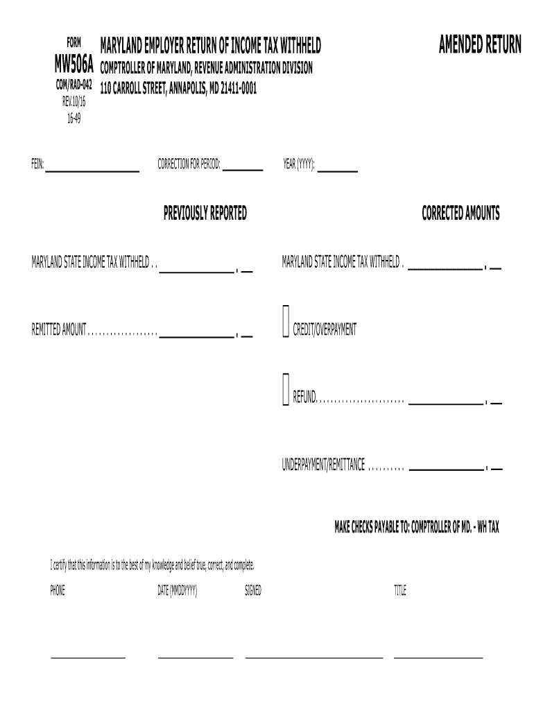  Form Mw506a 2016