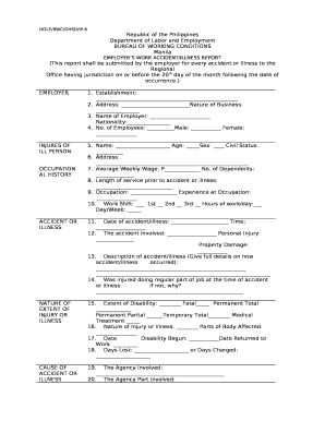 Work Accident Illness Report Sample  Form