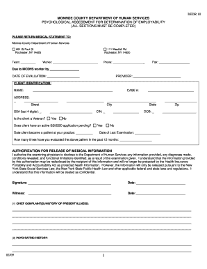 PSYCHOLOGICAL ASSESSMENT for DETERMINATION of EMPLOYABILITY  Form