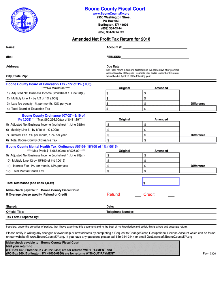  Net Profit Tax Return 2018