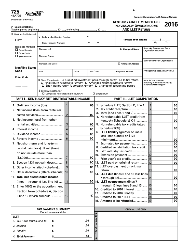  Form 725 2016