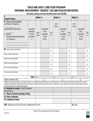 Construction Procurement Log Template  Form