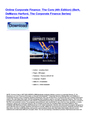 Corporate Finance Berk Demarzo 4th Edition PDF  Form