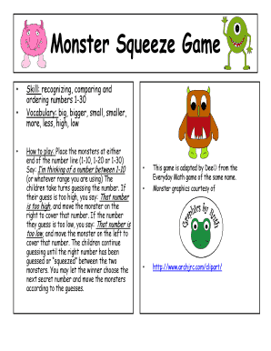 Monster Squeeze Printable  Form