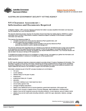 Nv1 Security Clearance Application  Form