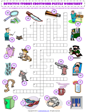 Detective Stories Crossword Puzzle Worksheet  Form
