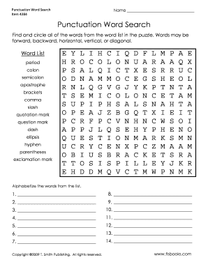 Punctuation Wordsearch  Form