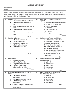 Calocus Score Sheet PDF  Form