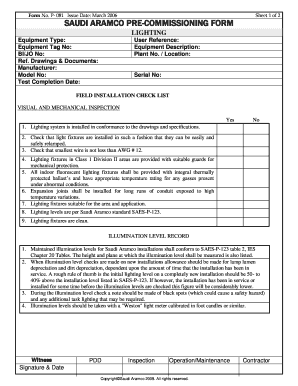 Commissioning Form Templates