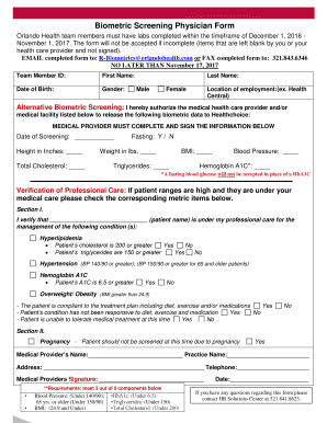 Biometric Screening Orlando Health  Form