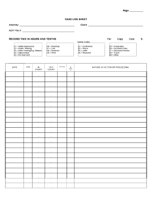 Case Log Template  Form