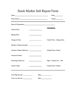 Stock Market Sell Report Form