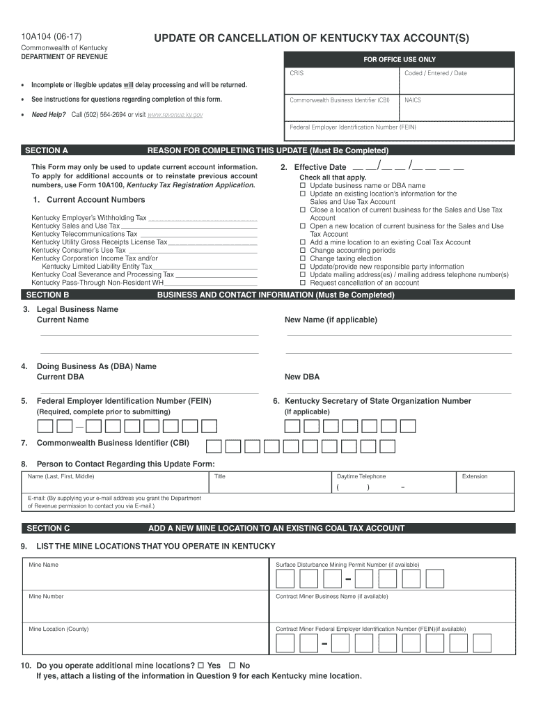  Ky Form 10a104 2017