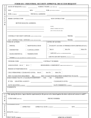 Form 4311 Industrial Security Approval