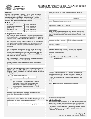  Booked Hire Service Licence Application 2017