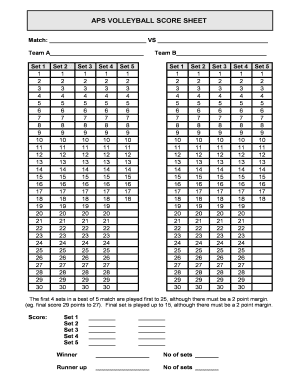 APS VOLLEYBALL SCORE SHEET  Form