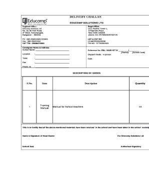 Delivery Challan Format in PDF