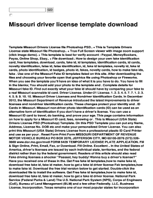 Missouri Driver License Template Download  Form