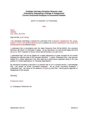 Voluntary Demotion Letter PDF  Form
