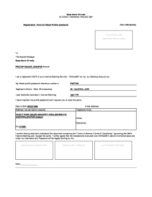 Sbi Internet Net Banking  Form