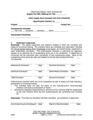 Ahu Checklist Excel  Form