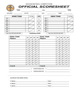 SACCSS NETBALL COMPETITION  Form