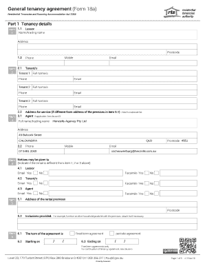 General Tenancy Agreement Form 18a Mosaic Property Group