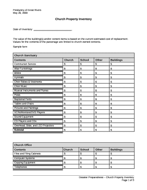 Church Inventory Template  Form