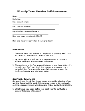Worship Team Contract  Form