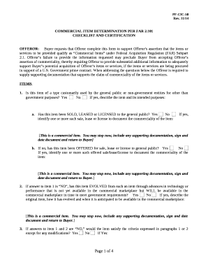 Commercial Item Determination Template  Form