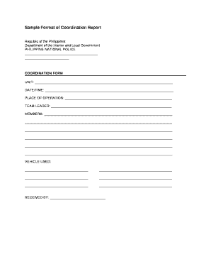 Coordination Report  Form