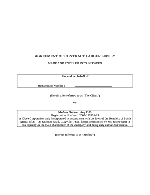 Manpower Supply Agreement Format in Word